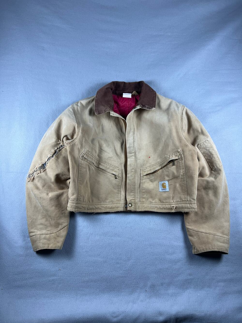 Vintage Carhartt Jacket Cropped Canvas Coat Adult XL Work Wear 90s Lined